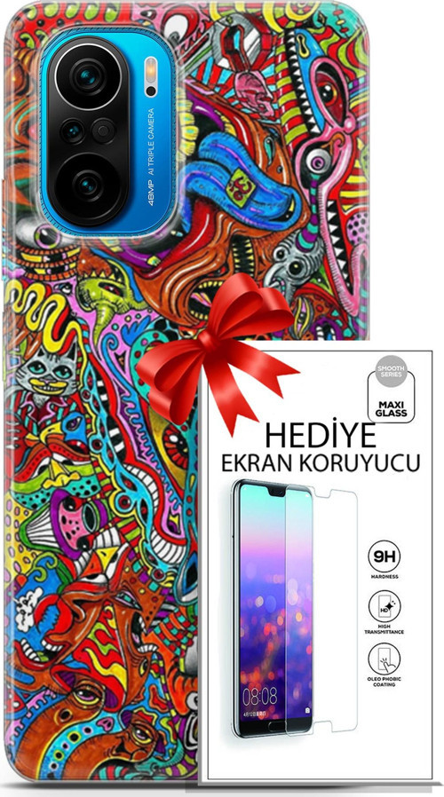 Xiaomi Poco F3 Kılıf Orijinal Seri Cardano 02 Grafitti Kapak Ve Ekran Koruyucu
