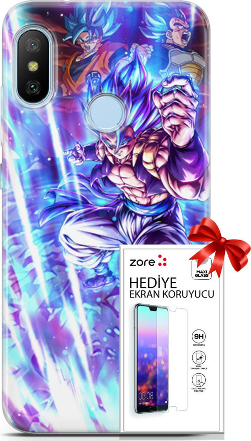 Xiaomi Mi A2 Lite Kılıf Orijinal Seri Supers 17 Dragon Gogeta Anime Yumuşak Kılıf + Ekran Koruyucu