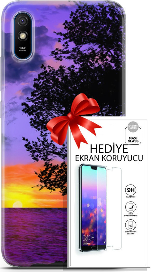 Xiaomi Redmi 9A Kılıf Orijinal Seri Fantasy 06 Ağaç Koruyucu Kapak Ekran Koruyucu