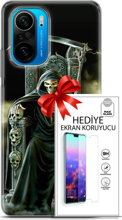 Xiaomi Poco F3 Kılıf Orijinal Seri Cardano 11 İskeletor 4K Baskılı Kılıf + Ekran Koruyucu Full Koruma