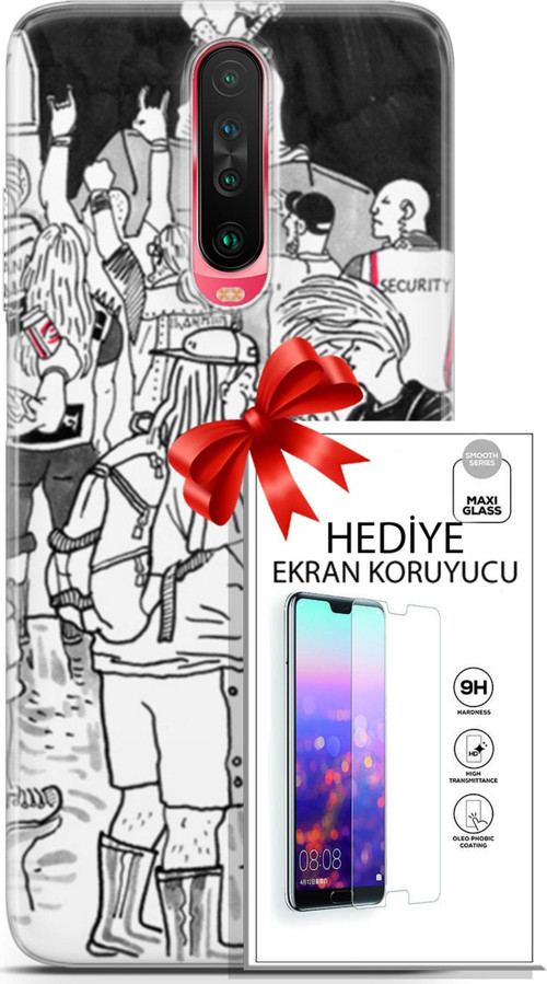 Xiaomi Poco X2 Kılıf Orijinal Seri Punky 17 Party Yumuşak Kılıf + Ekran Koruyucu