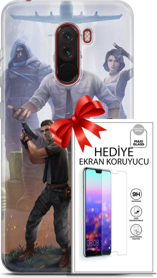 Xiaomi Pocophone F1 Kılıf Orijinal Seri Pubg 09 Carlo Uv Kılıf Ve Ekran Koruyucu