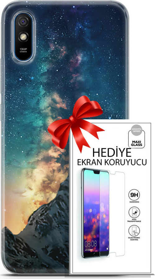Xiaomi Redmi 9A Kılıf Orijinal Seri Fantasy 19 Mavi Gece Tam Koruma Kılıf + Ekran Koruyucu