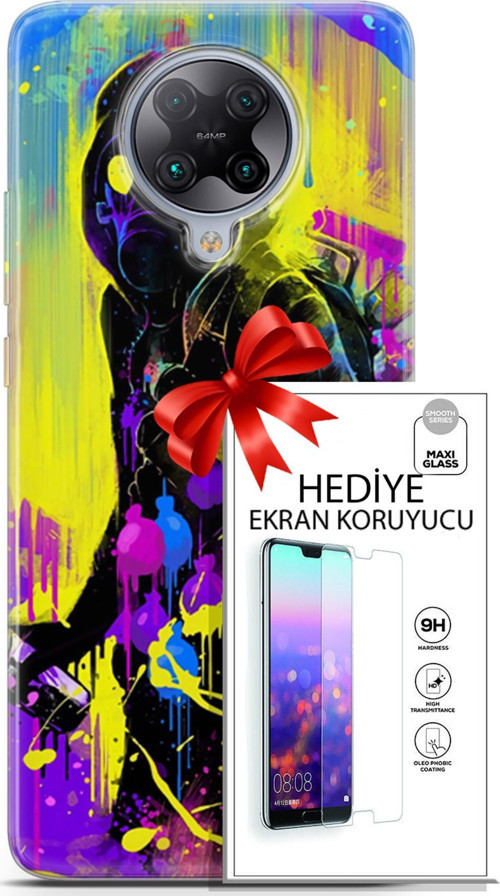 Xiaomi Poco F2 Pro Kılıf Orijinal Seri Cardano 19 Sarı Mavi Mor Tam Koruma Kılıf + Ekran Koruyucu