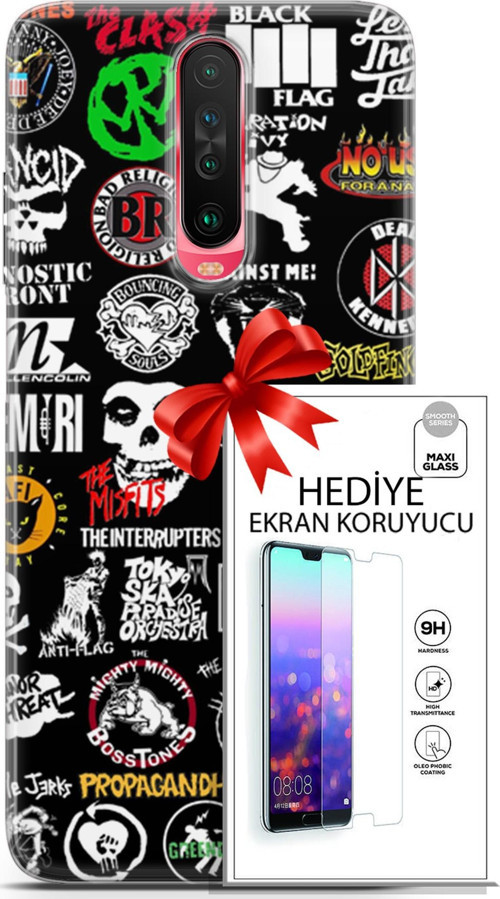 Xiaomi Poco X2 Kılıf Orijinal Seri Punky 29 Armalar Leke Tutmaz Kapak + Ekran Koruyucu