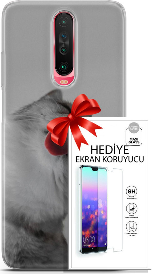 Xiaomi Poco X2 Kılıf Orijinal Seri Scotish-British 07 British Shorthair Desenli Kılıf + Ön Ekran Koruyucu