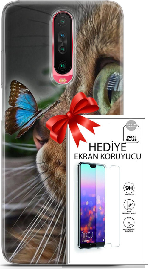 Xiaomi Poco X2 Kılıf Orijinal Seri Scotish-British 12 Munchkin Kelebek Tasarım Kılıf + Ekran Koruyucu