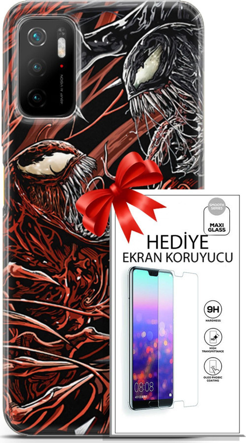 Xiaomi Poco M3 Pro Kılıf Orijinal Seri Cardano 21 Stranger Darbe Önleyici Kapak + Ön Ekran Koruyucu