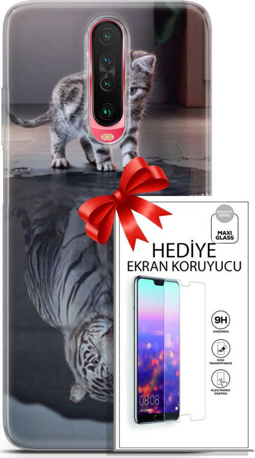 Xiaomi Poco X2 Kılıf Orijinal Seri Scotish-British 15 Yavru British Kalın Silikon + Ekran Koruyucu