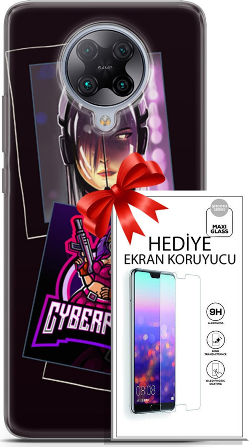 Xiaomi Poco F2 Pro Kılıf Orijinal Seri Cyberpunk 10 Cyber Kız Full Hd Kılıf + Ekran Koruyucu