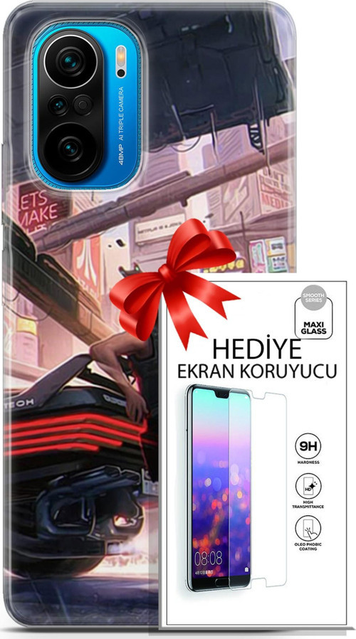 Xiaomi Poco F3 Kılıf Orijinal Seri Cyberpunk 19 Keanu Reeves Tam Koruma Kılıf + Ekran Koruyucu