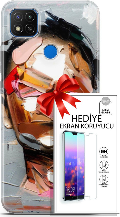 Xiaomi Redmi 9C Kılıf Orijinal Seri Soul 01 Suratsız Telefon Kılıfı + Ekran Koruyucu