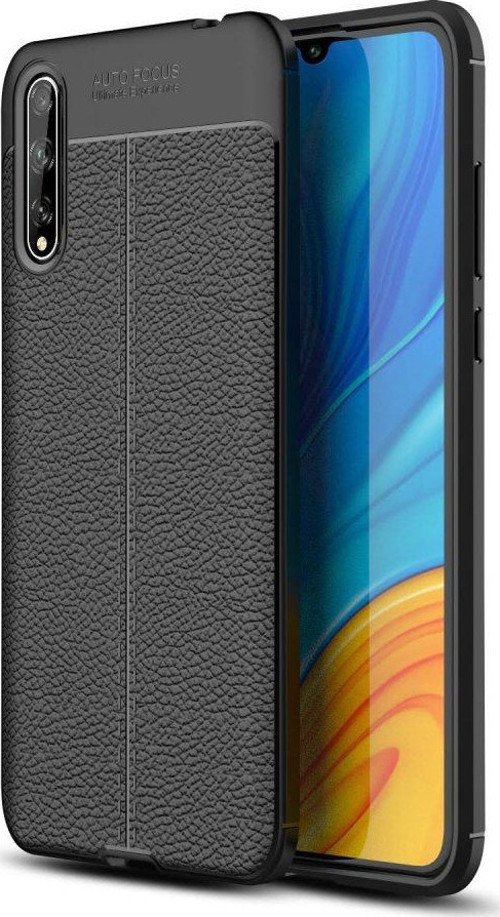 Huawei P Smart S Kılıf Focus Derili Silikon - Siyah