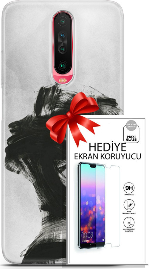 Xiaomi Poco X2 Kılıf Orijinal Seri Soul 05 Karakalem Koruma Kılıfı + Ekran Koruyucu