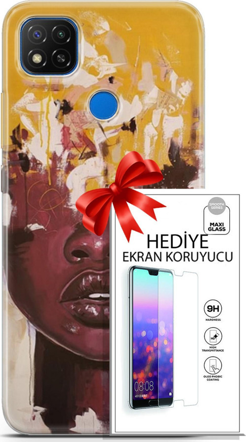 Xiaomi Redmi 9C Kılıf Orijinal Seri Soul 23 Sarı Kahverengi Telefon Kabı Ve Ekran Koruyucu