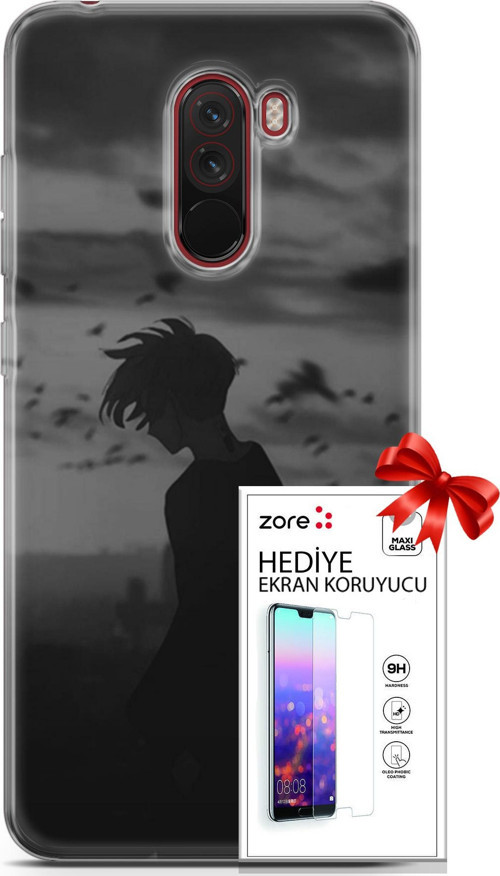 Xiaomi Pocophone F1 Kılıf Orijinal Seri Supers 26 Gambar Anime Soft Kapak + Ekran Koruyucu