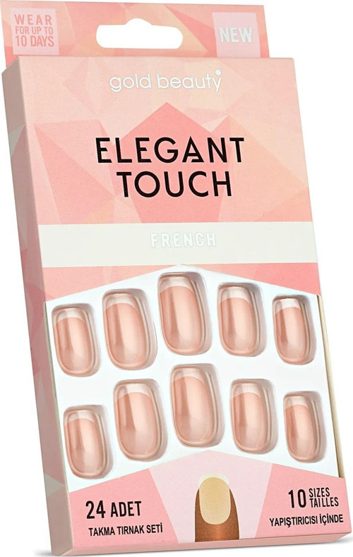 Elegant Touch 24'lü Frenchli Takma Tırnak - Yapıştırıcı