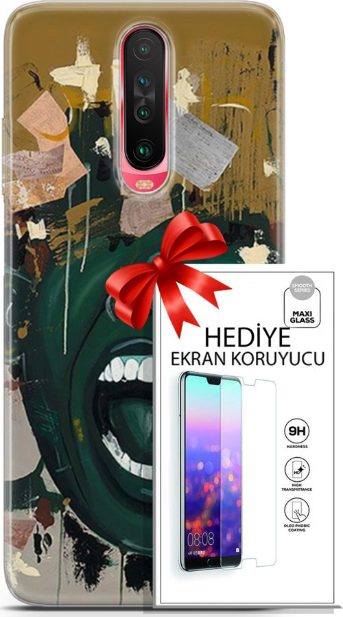 Xiaomi Poco X2 Kılıf Orijinal Seri Soul 15 Koyu Yeşil Kalın Silikon + Ekran Koruyucu