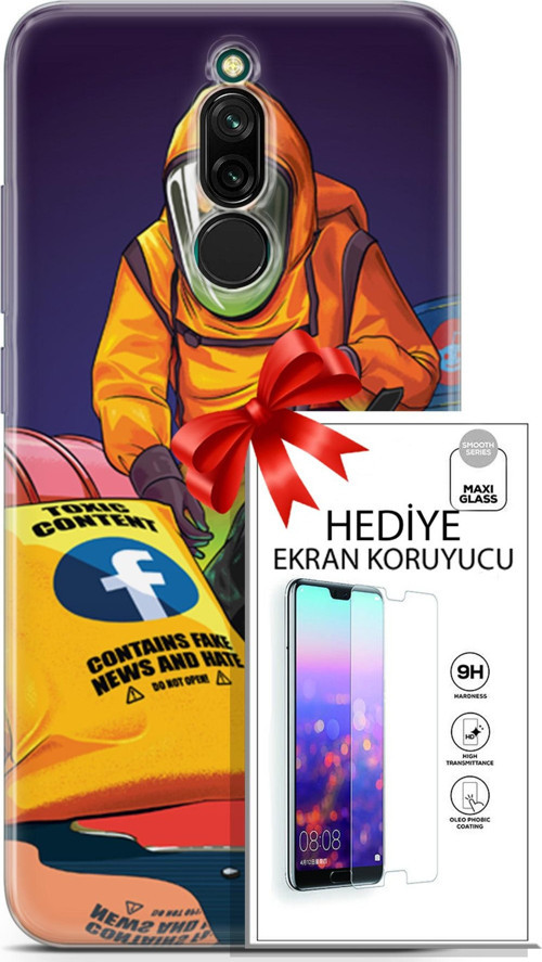 Xiaomi Redmi 8 Kılıf Orijinal Seri Cardano 24 Toxic Darbe Emici Kılıf + Ekran Koruyucu
