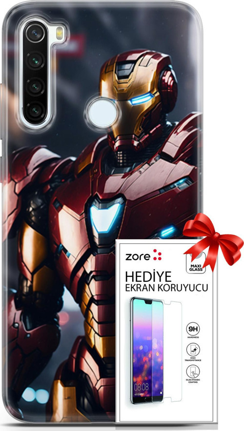 Xiaomi Redmi Note 8T Kılıf Orijinal Seri Supers 23 Iron Man Telefon Kabı Ve Ekran Koruyucu
