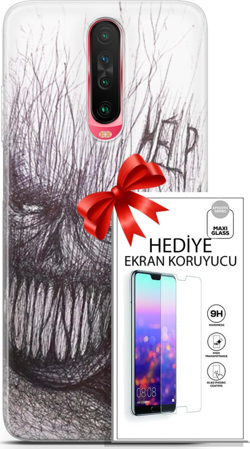 Xiaomi Poco X2 Kılıf Orijinal Seri Soul 29 Şeytan Leke Tutmaz Kapak + Ekran Koruyucu