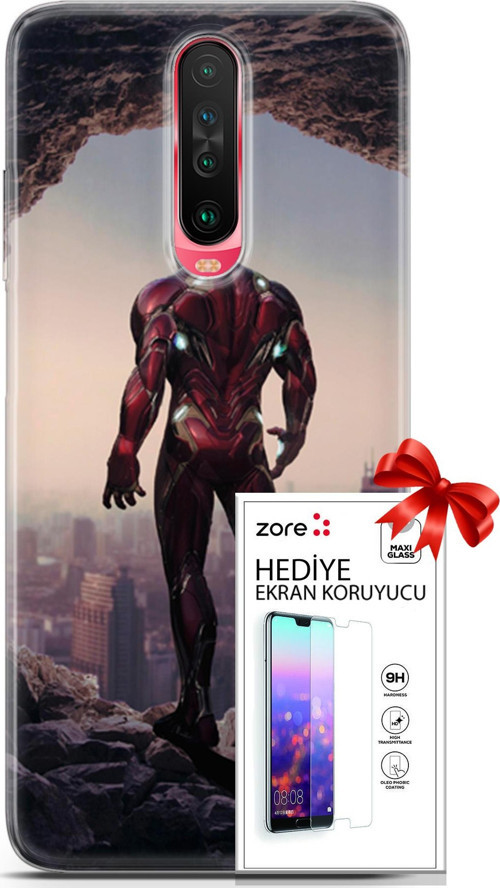 Xiaomi Poco X2 Kılıf Orijinal Seri Supers 02 Iron Man Kapak Ve Ekran Koruyucu