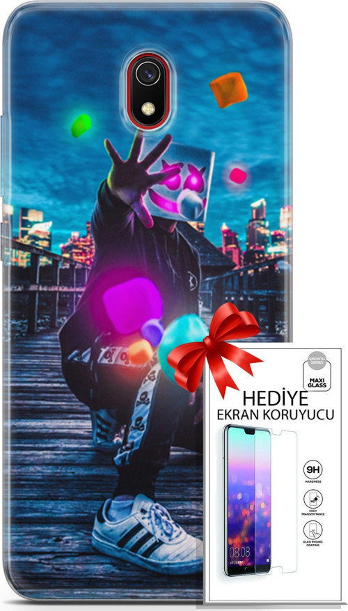 Xiaomi Redmi 8A Kılıf Orijinal Seri Algorand 10 Köprü Full Hd Kılıf + Ekran Koruyucu