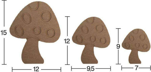 H76 3Lü Mantar Set Biblo, 18Mm Figüratif Ahşap Obje