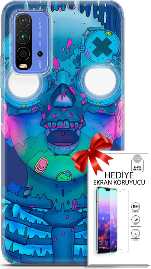 Xiaomi Redmi 9T Kılıf Orijinal Seri Algorand 14 Robotika Cover Kılıf + Ön Ekran Koruyucu