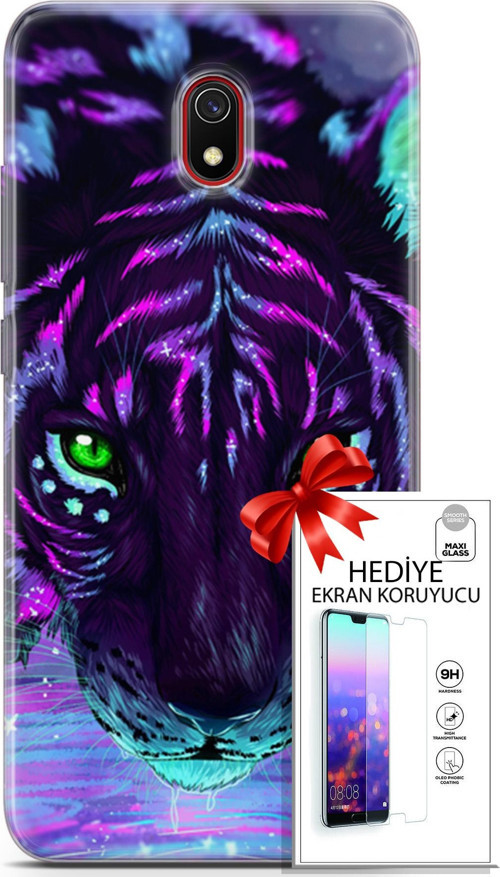 Xiaomi Redmi 8A Kılıf Orijinal Seri Algorand 16 Pembe Neon Hediyelik Kılıf Ve Ekran Koruyucu