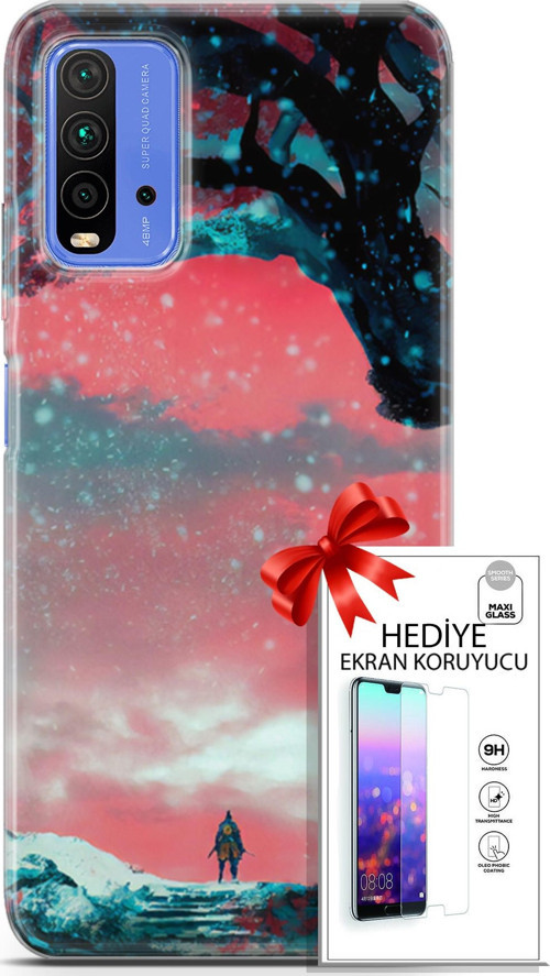 Xiaomi Redmi 9T Kılıf Orijinal Seri Algorand 23 Şövalye Telefon Kabı Ve Ekran Koruyucu