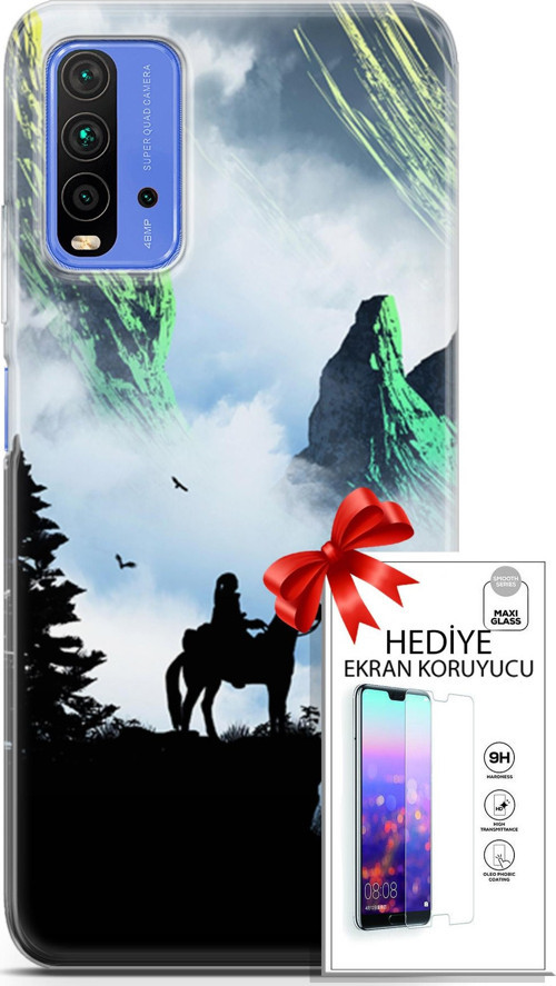 Xiaomi Redmi 9T Kılıf Orijinal Seri Algorand 25 Atlı Soyulmayan Kılıf + Ekran Koruyucu Full Koruma