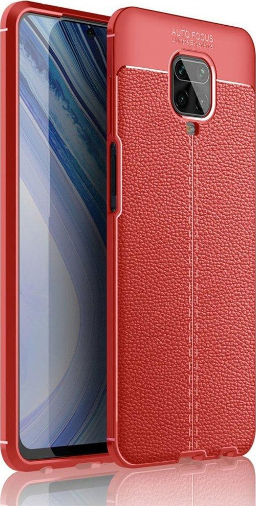 Xiaomi Redmi Note 9S Kılıf Focus Derili Silikon - Kırmızı