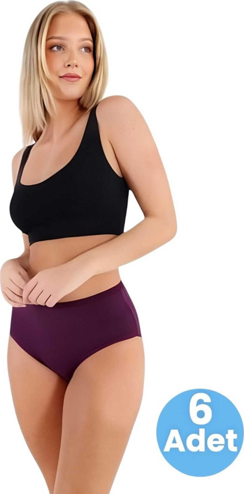 Kadın Pamuklu Penye Süprem Kumaş Bato Külot Kadın Bato Külot 6 Adet Mor L-XL