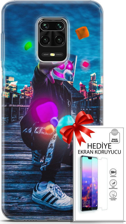 Xiaomi Redmi Note 9 Pro Kılıf Orijinal Seri Algorand 10 Köprü Full Hd Kılıf + Ekran Koruyucu