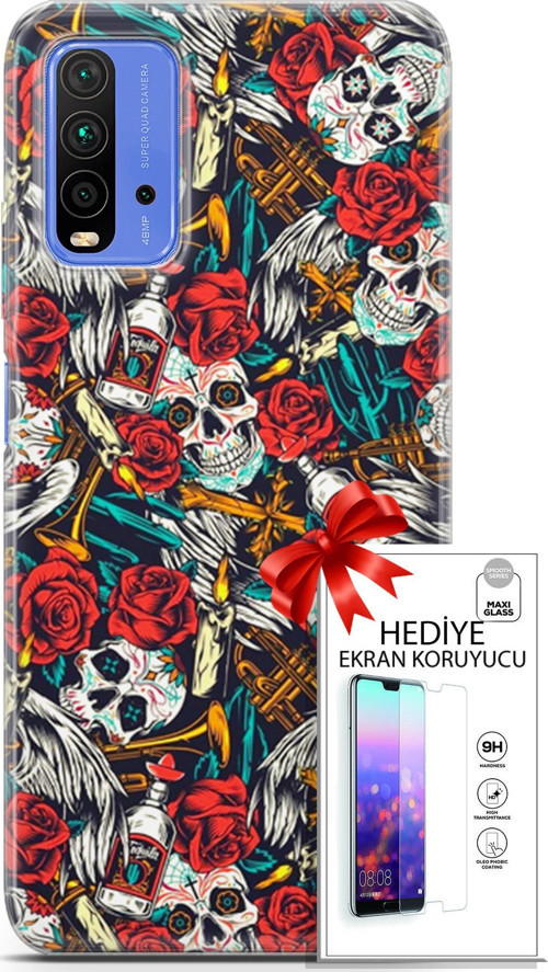 Xiaomi Redmi 9T Kılıf Orijinal Seri Bounce 21 Carol Lowe Darbe Önleyici Kapak + Ön Ekran Koruyucu