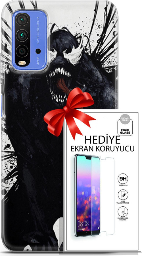 Xiaomi Redmi 9T Kılıf Orijinal Seri Cardano 20 Canavar Renkli Kılıf Ekran Koruyucu