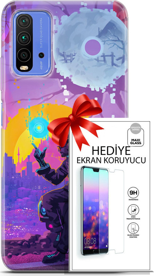 Xiaomi Redmi 9T Kılıf Orijinal Seri Cardano 25 Araba Soyulmayan Kılıf + Ekran Koruyucu Full Koruma
