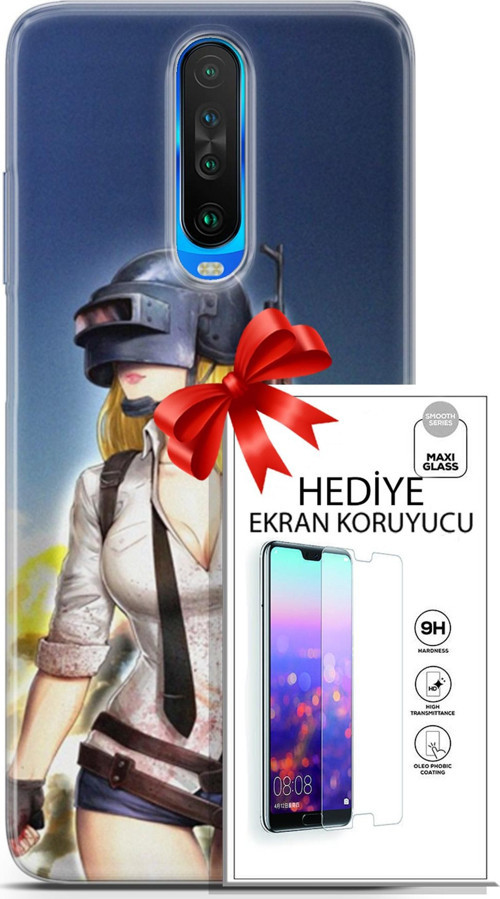 Xiaomi Redmi K30 Kılıf Orijinal Seri Pubg 27 Anna Lazer Kesim Silikon Ekran Koruyucu