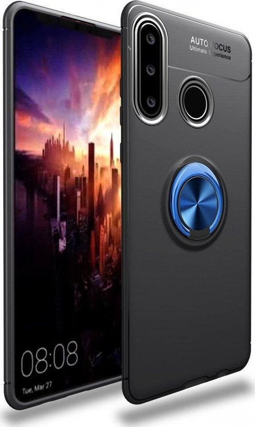 Huawei P40 Lite E Kılıf Range Yüzüklü Silikon - Siyah-Mavi