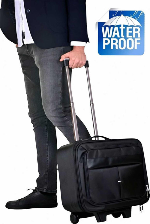Çekçekli Lüx Büyük Boy Kasalı Siyah Pilot, Evrak, Laptop, Notebook Çantası Siyah