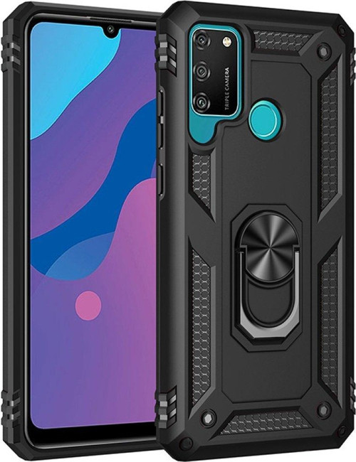 Huawei Y6P Kılıf Sofya Yüzüklü Silikon Kapak - Siyah