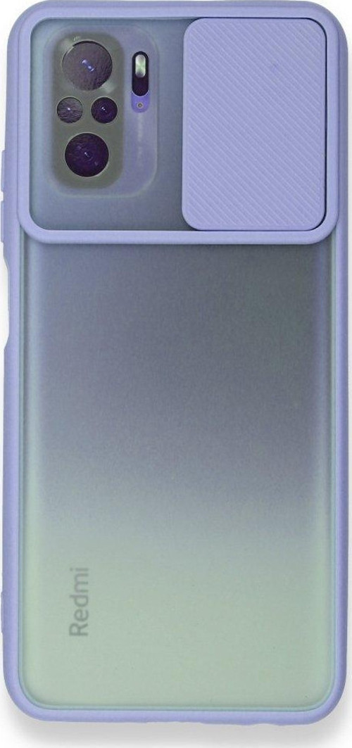 Xiaomi Redmi Note 10S Kılıf Palm Buzlu Kamera Sürgülü Silikon - Lila