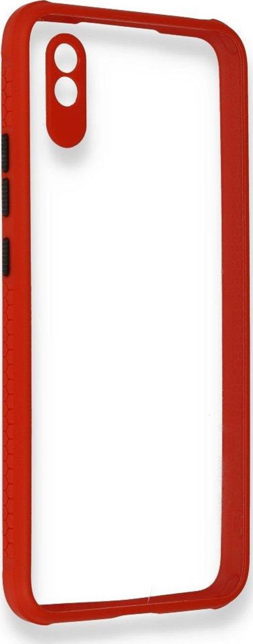 Xiaomi Redmi 9A Kılıf Miami Şeffaf Silikon - Kırmızı