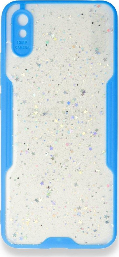 Xiaomi Redmi 9A Kılıf Platin Simli Silikon - Mavi