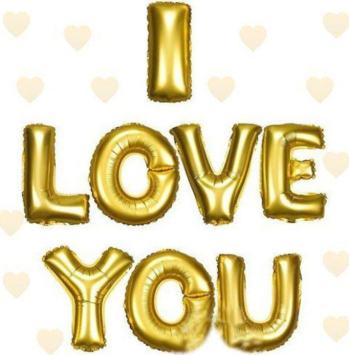 I Love You Folyo Balon Altın Renk 35 Cm