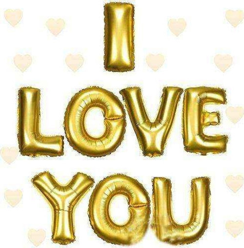 I Love You Folyo Balon Altın Renk 35 Cm
