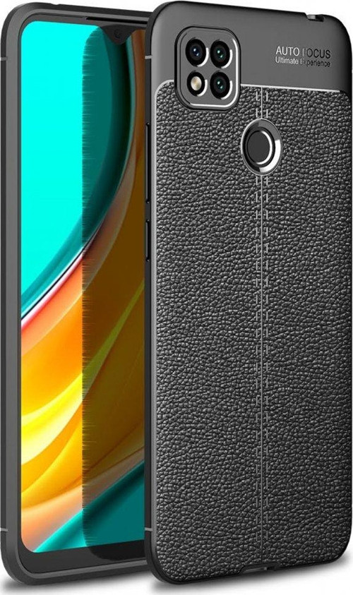 Xiaomi Redmi 9C Kılıf Focus Derili Silikon - Siyah
