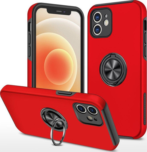 İphone 12 Mini Kılıf Elit Yüzüklü Kapak - Kırmızı