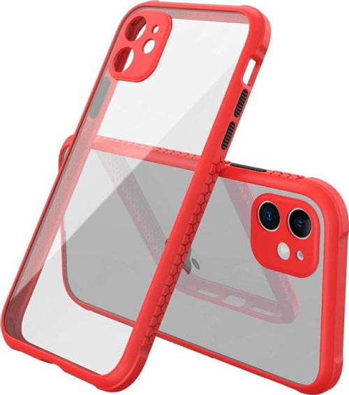 İphone 12 Mini Kılıf Miami Şeffaf Silikon - Kırmızı